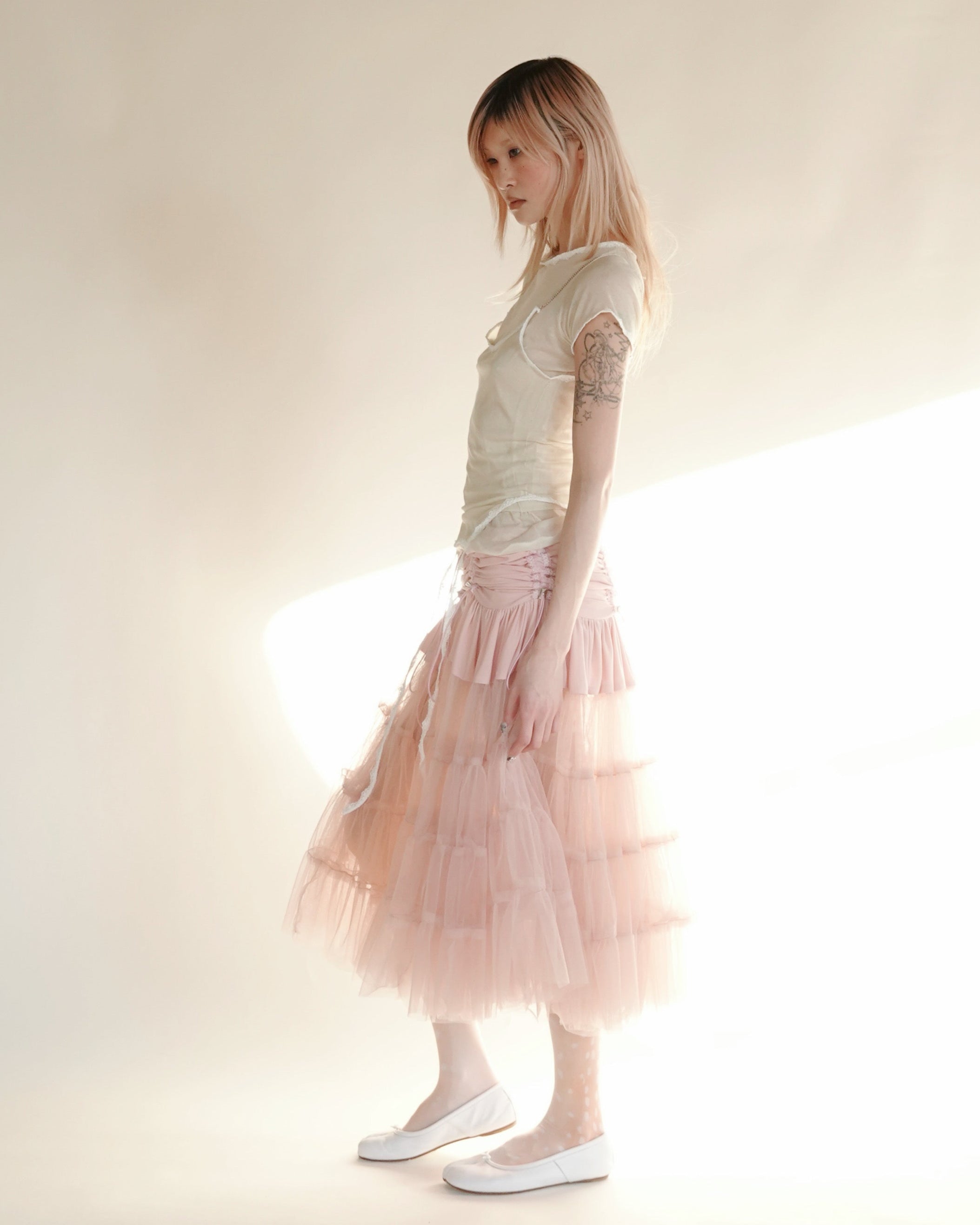 gathered tule skirt
