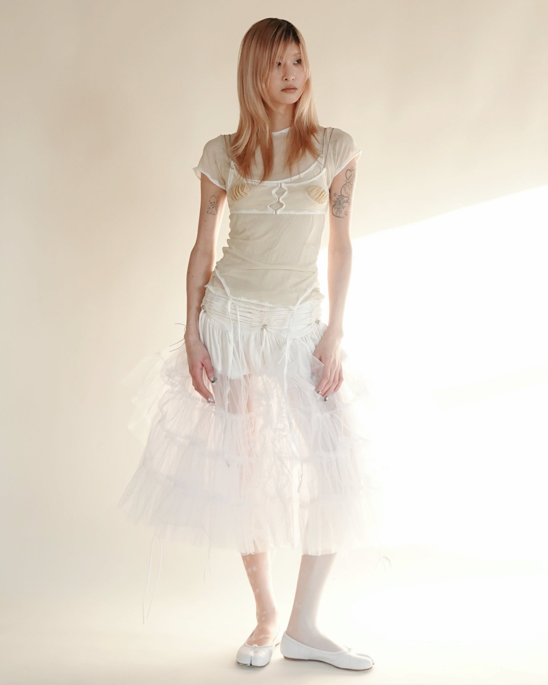 gathered tulle skirt