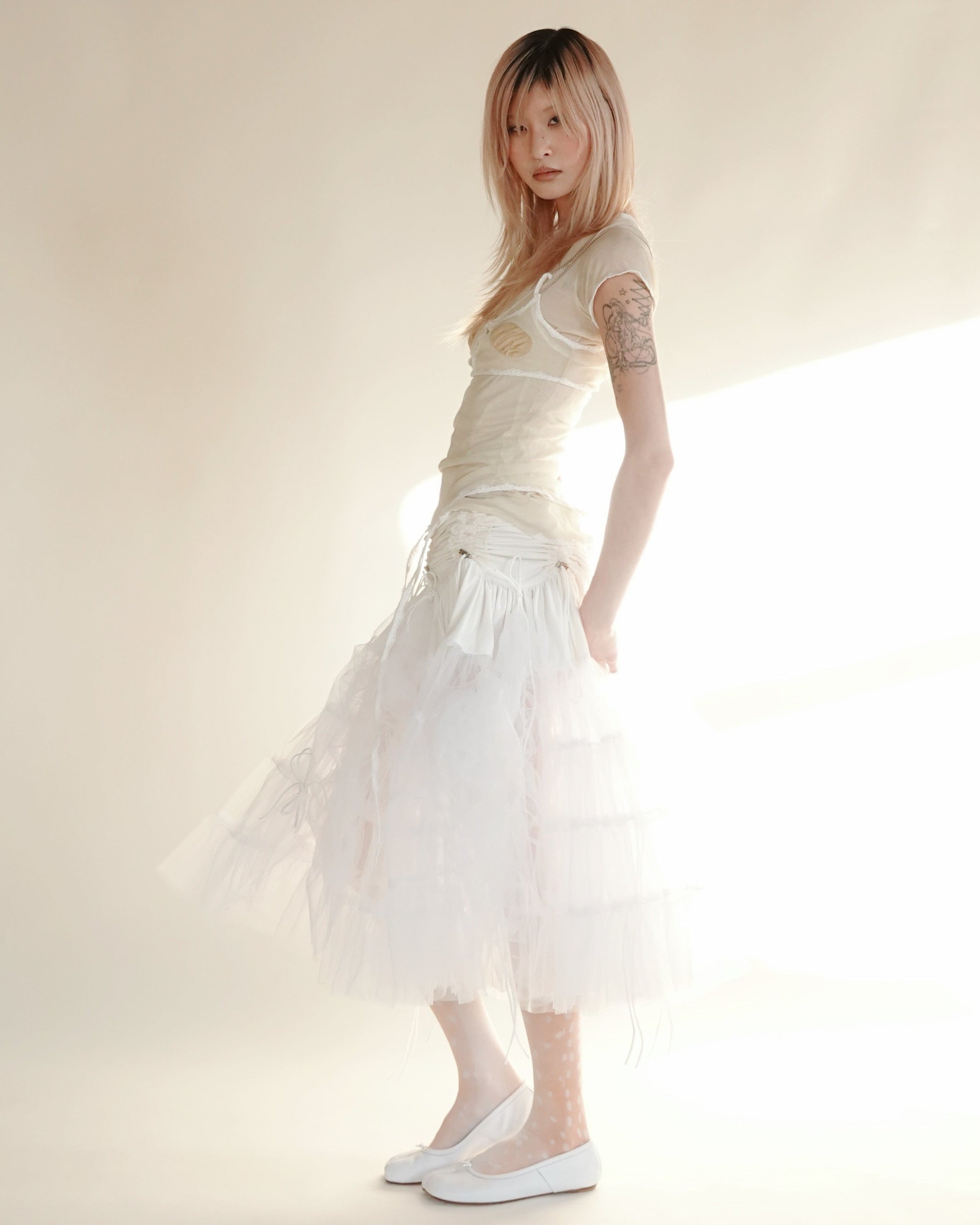gathered tule skirt