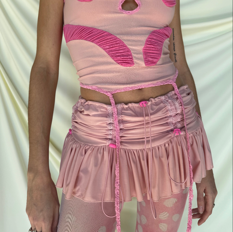 PINK GATHERED MINI SKIRT ARCHIVE