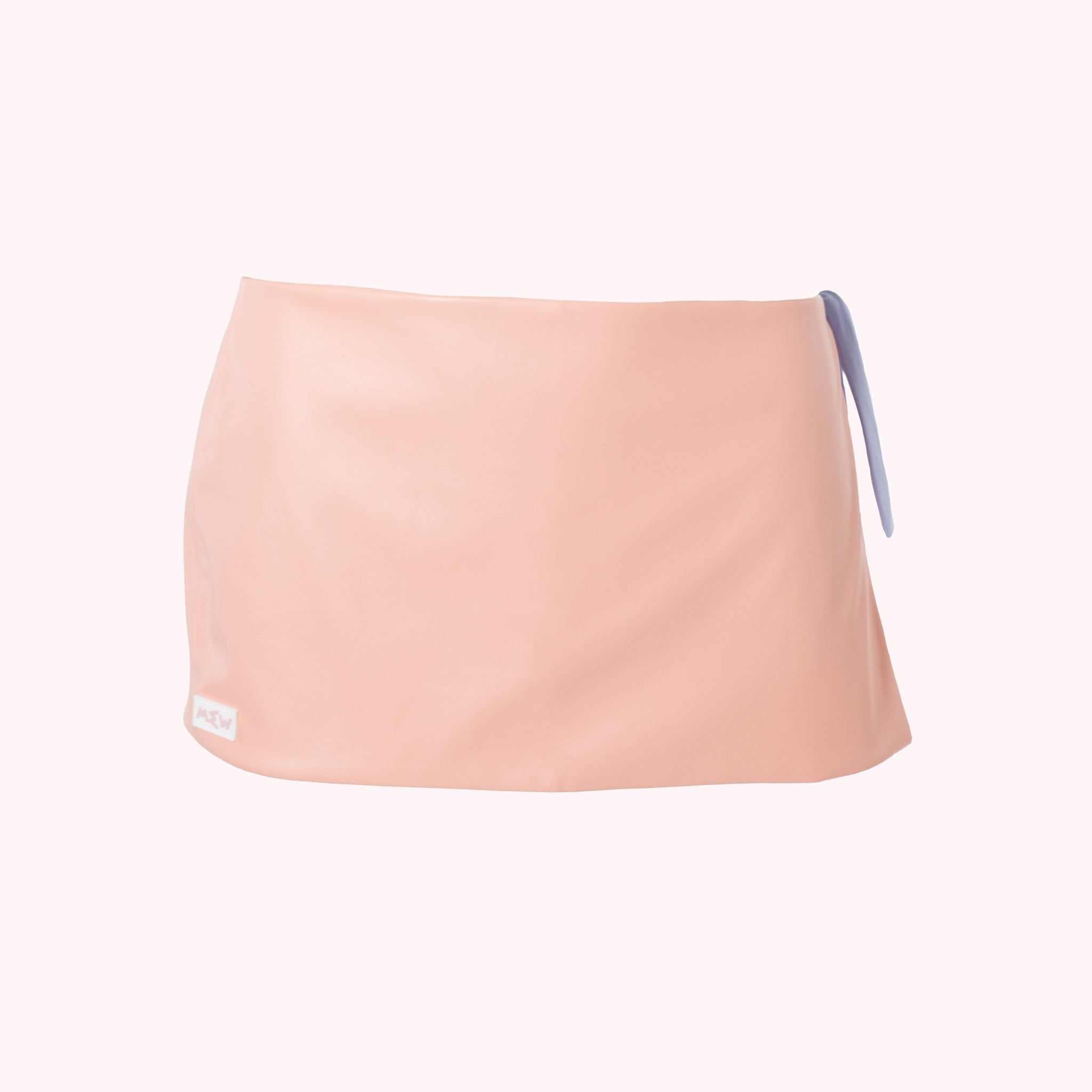 Melon Pastel Eco-Leather Mini Wrap Skirt