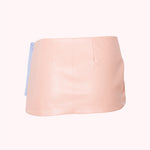 Melon Pastel Eco-Leather Mini Wrap Skirt