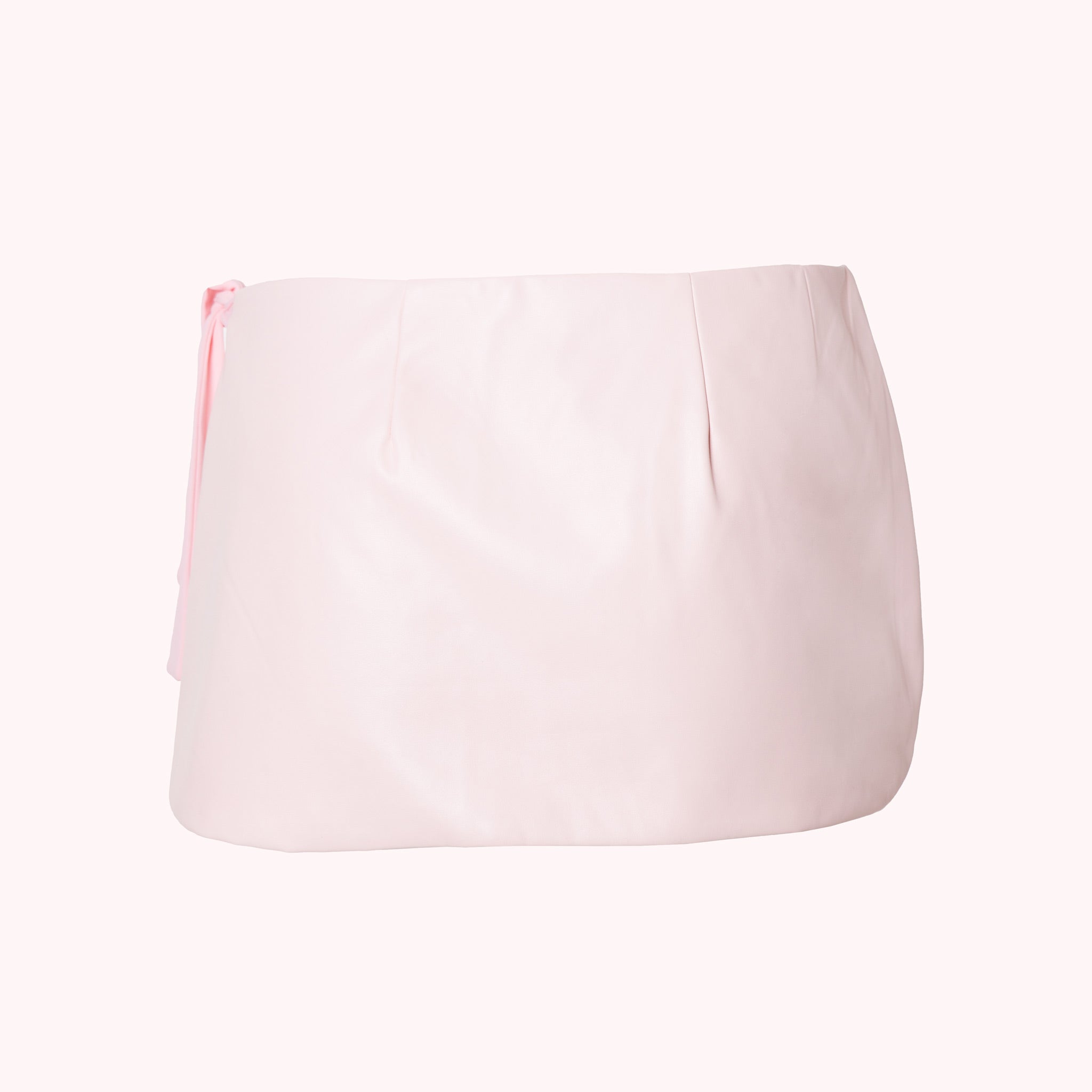 Baby Pink Eco-Leather Mini Wrap Skirt